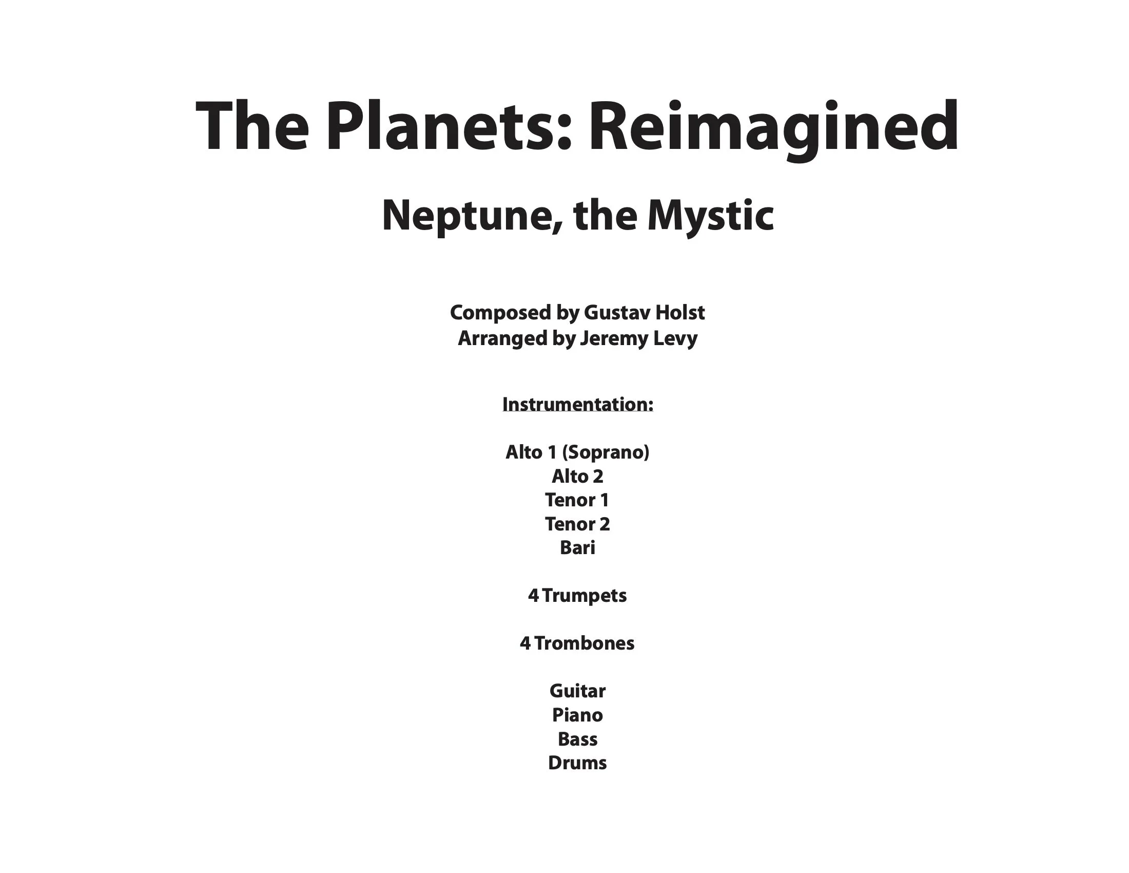 Mars, the Bringer of War - Sheet Music — Jeremy Levy - Composer